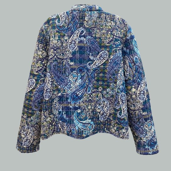 Gloria Vanderbilt Casuals XL Quilted Button Up Quilted Jacket Blue Paisley - Picture 8 of 11